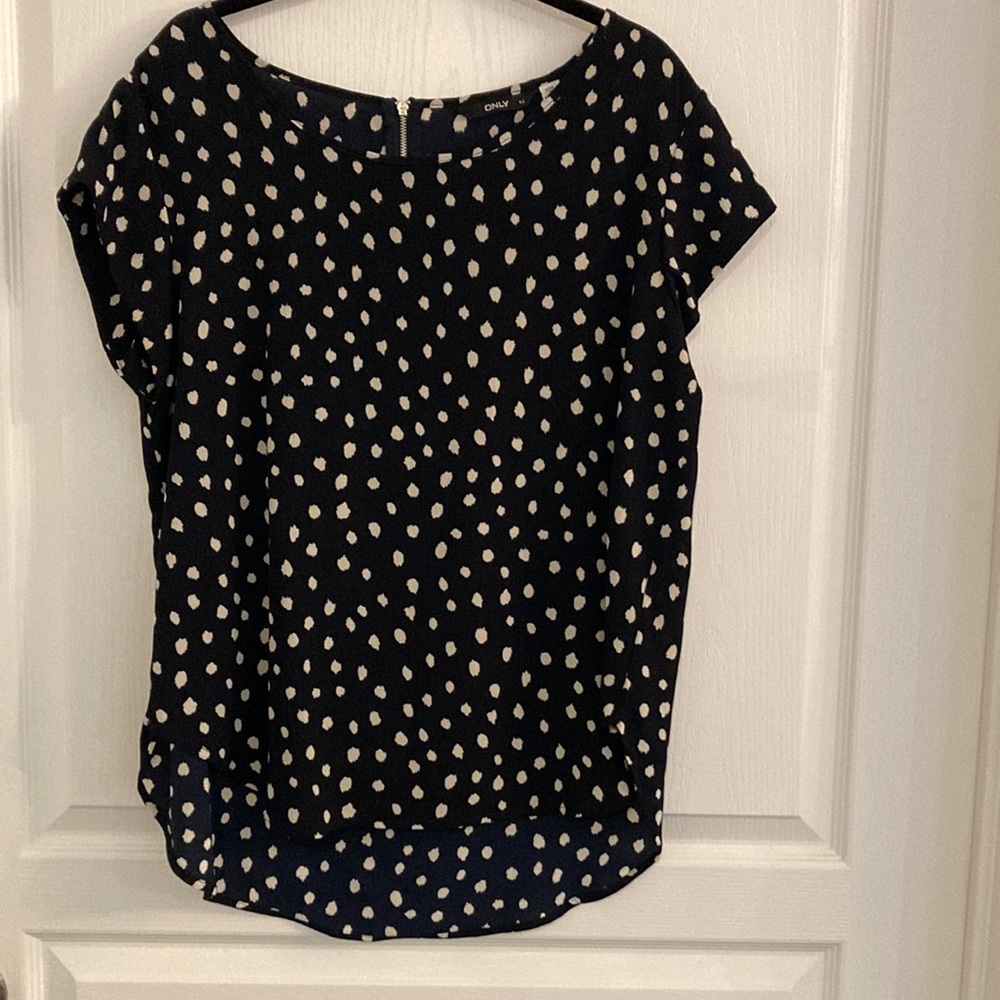 Black white polka dot blouse